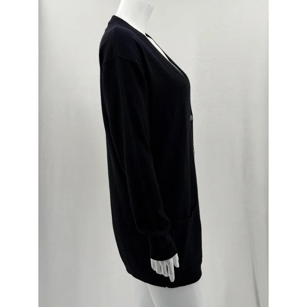 Vintage Outlander Sweater Womens Small Black Cardigan Wool Blend V-Neck Longline